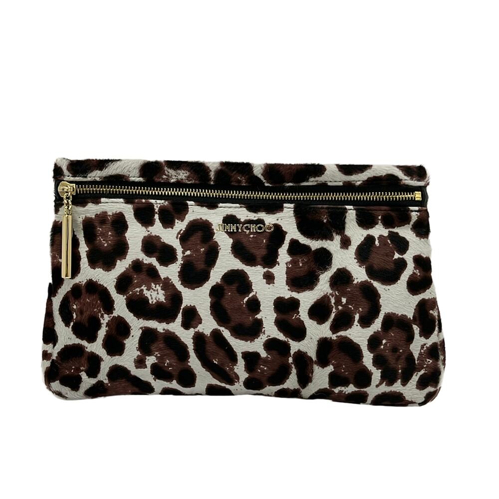 Jimmy Choo Clutch Bag White Dark Brown Black
